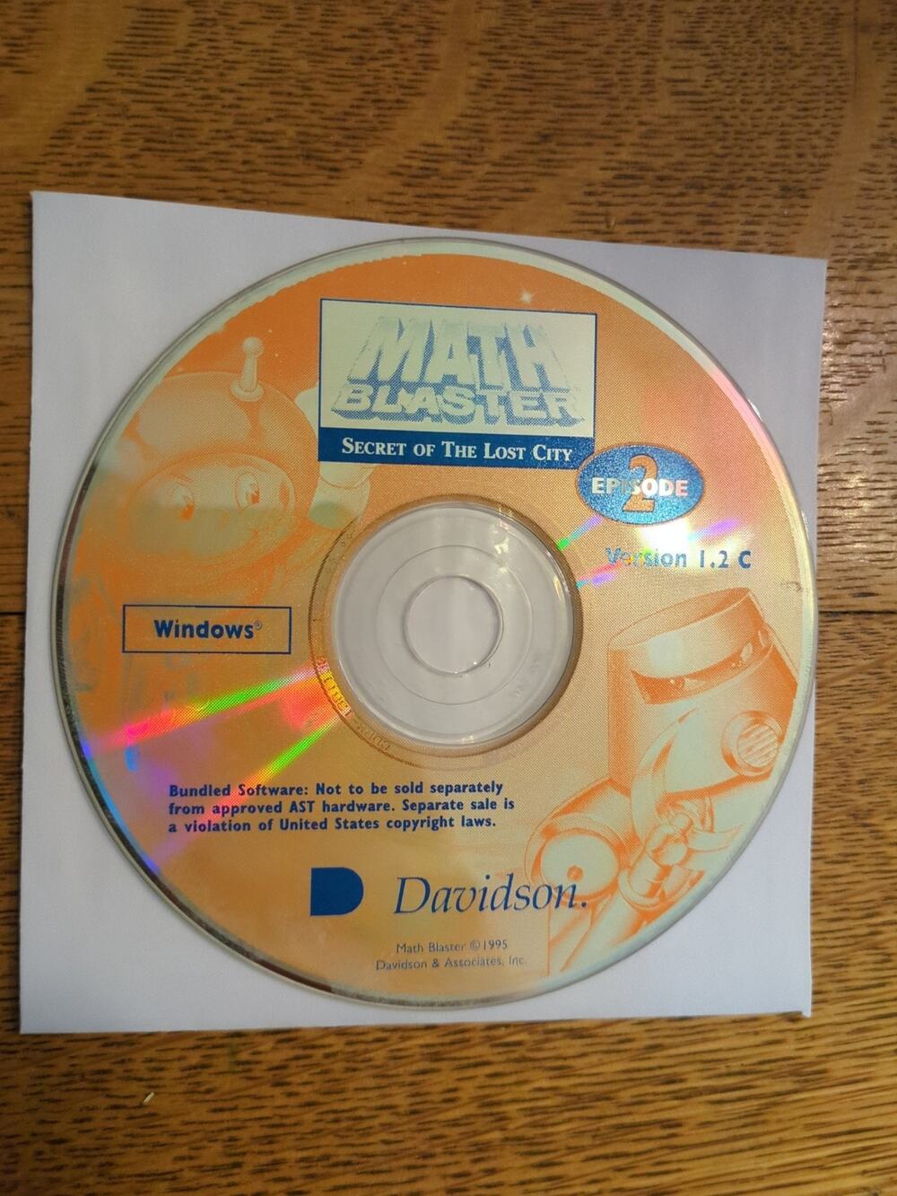 Math Blaster Episode 2: Secret of The Lost City Compact Disc Davidson disc only